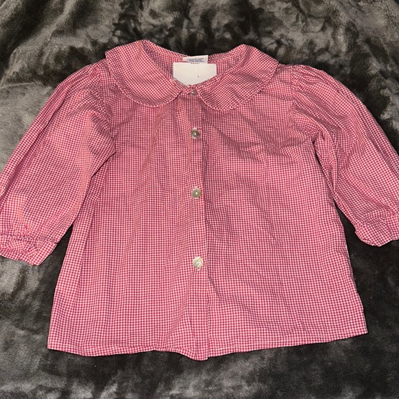 Beaux et Belles New Orleans gingham Peter Pan collar long sleeve top size 4 - Picture 1 of 2